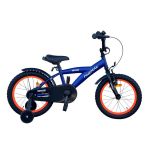 Bicicleta 16 inch, roti ajutatoare, cadru otel 23 cm, ghidon reglabil, frane fata v-brake, albastru/portocaliu MultiMark GlobalProd
