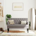 Bancă cu spătar, gri taupe, 120x62x75,5 cm, textil GartenMobel Dekor