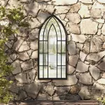 Oglindă de grădină, negru, 100x45 cm, fier uz exterior GartenMobel Dekor