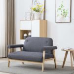 Canapea cu 2 locuri, gri închis, material textil GartenMobel Dekor
