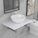 Set mobilier de baie, 2 piese, alb, ceramică GartenMobel Dekor