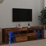 Dulap TV cu lumini LED lemn vechi 140x36,5x40 cm lemn prelucrat GartenMobel Dekor