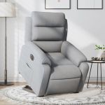 Fotoliu electric rabatabil cu ridicare, gri deschis, textil GartenMobel Dekor
