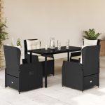 Set mobilier de grădină cu perne, 5 piese, negru, poliratan GartenMobel Dekor