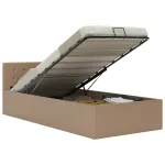 Cadru pat hidraulic cu ladă cappuccino 90x200cm piele ecologică GartenMobel Dekor