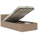 Cadru pat hidraulic ladă cappuccino 100x200cm piele ecologică GartenMobel Dekor