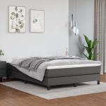 Pat box spring cu saltea, gri, 140x190 cm, piele ecologică GartenMobel Dekor