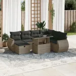 Set canapele de grădină cu perne, 8 piese, gri, poliratan GartenMobel Dekor