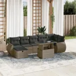 Set canapele de grădină cu perne, 8 piese, gri, poliratan GartenMobel Dekor