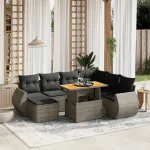 Set canapele de grădină cu perne, 8 piese, gri, poliratan GartenMobel Dekor