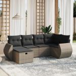 Set mobilier grădină cu perne, 6 piese, gri, poliratan GartenMobel Dekor