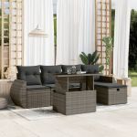 Set mobilier grădină cu perne, 6 piese, gri, poliratan GartenMobel Dekor