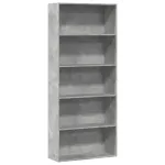 Bibliotecă, gri beton, 80x30x189 cm, lemn prelucrat GartenMobel Dekor