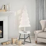Brad de Crăciun decorativ, alb, 120 cm, lemn de pin masiv GartenMobel Dekor