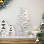 Brad de Crăciun decorativ, alb, 60 cm, lemn de pin masiv GartenMobel Dekor