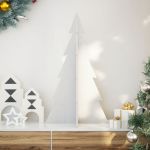 Brad de Crăciun decorativ, alb, 80 cm, lemn de pin masiv GartenMobel Dekor