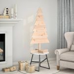 Brad de Crăciun din lemn decorativ, 120 cm, lemn de pin masiv GartenMobel Dekor
