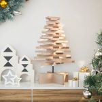 Brad de Crăciun din lemn decorativ, 60 cm, lemn de pin masiv GartenMobel Dekor