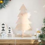 Brad de Crăciun din lemn decorativ, 80 cm, lemn de pin masiv GartenMobel Dekor