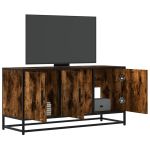Dulap TV stejar fumuriu, 100x35x50 cm lemn prelucrat și metal GartenMobel Dekor
