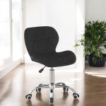 Scaun de birou in stil scandinav, inaltime 72-84 cm, roti mobile cauciucate, baza otel cromat, velur, negru MultiMark GlobalProd