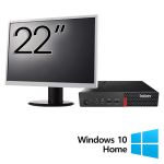 Pachet Refurbished Calculator Lenovo ThinkCentre M710q Mini PC, Intel Core i5-6500T 2.50GHz, 16GB DDR4, 512GB SSD + Monitor 22 Inch + Windows 10 Home NewTechnology Media