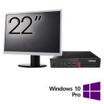 Pachet Refurbished Calculator Lenovo ThinkCentre M710q Mini PC, Intel Core i5-6500T 2.50GHz, 8GB DDR4, 256GB SSD + Monitor 22 Inch + Windows 10 Pro NewTechnology Media