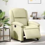 Fotoliu rabatabil electric, crem, piele naturală GartenMobel Dekor