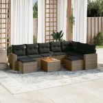 Set mobilier de grădină cu perne, 10 piese, gri, poliratan GartenMobel Dekor