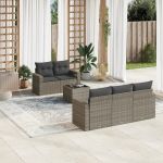 Set mobilier grădină cu perne, 6 piese, gri, poliratan GartenMobel Dekor
