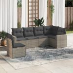Set mobilier grădină cu perne, 6 piese, gri, poliratan GartenMobel Dekor