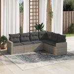 Set mobilier grădină cu perne, 6 piese, gri, poliratan GartenMobel Dekor