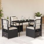 Set mobilier de grădină cu perne, 5 piese, negru, poliratan GartenMobel Dekor