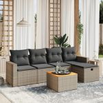 Set mobilier grădină cu perne, 6 piese, gri, poliratan GartenMobel Dekor