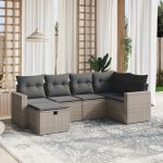 Set mobilier grădină cu perne, 6 piese, gri, poliratan GartenMobel Dekor