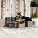 Set canapele de grădină cu perne, 8 piese, gri, poliratan GartenMobel Dekor