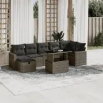 Set canapele de grădină cu perne, 8 piese, gri, poliratan GartenMobel Dekor