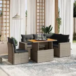 Set mobilier grădină cu perne, 6 piese, gri, poliratan GartenMobel Dekor