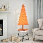 Brad de Crăciun decorativ, maro ceruit, 120 cm, lemn pin masiv GartenMobel Dekor