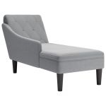 Șezlong cu pernă și cotieră dreaptă, gri deschis, textil GartenMobel Dekor