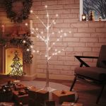 Mesteacăn cu LED, alb, 48 LED-uri alb calde, 120 cm GartenMobel Dekor