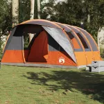 Cort de camping tunel 5 persoane, gri/portocaliu, impermeabil GartenMobel Dekor