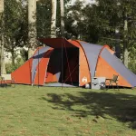 Cort de familie cupolă 6 persoane, gri/portocaliu, impermeabil GartenMobel Dekor