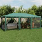 Cort de petrecere cu 10 pereți din plasă, verde, 6x4 m, HDPE GartenMobel Dekor