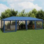 Cort de petrecere cu 12 pereți din plasă, albastru, 8x4 m, HDPE GartenMobel Dekor