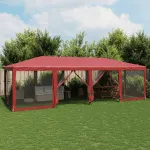 Cort de petrecere cu 12 pereți din plasă, roșu, 8x4 m, HDPE GartenMobel Dekor