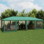 Cort de petrecere cu 12 pereți din plasă, verde, 8x4 m, HDPE GartenMobel Dekor