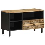 Dulap TV, negru, 80x33,5x46 cm, lemn masiv de mango brut GartenMobel Dekor