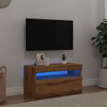 Dulap TV cu LED stejar artizanal 75x35x40 cm lemn prelucrat GartenMobel Dekor