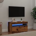 Dulap TV cu lumini LED lemn vechi 75x35x40 cm lemn prelucrat GartenMobel Dekor